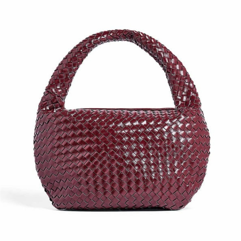 NA-KD Woven Rounded Burgundy Shoulder Bag - Picture 2 of 2